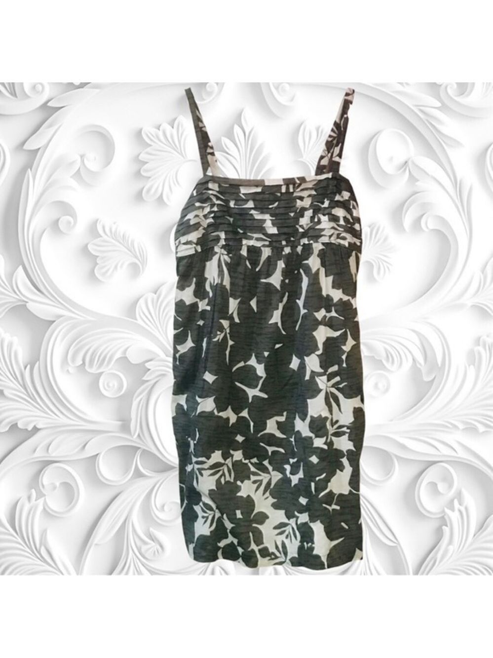 Cotton Mini Dress With Leaf Print Size Small